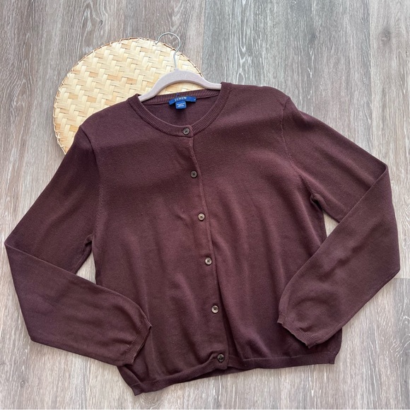 Vintage J. Crew dark chocolate brown cardigan - Picture 1 of 6